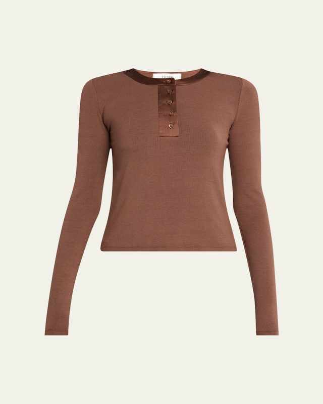 The Satin-Trim Henley Top